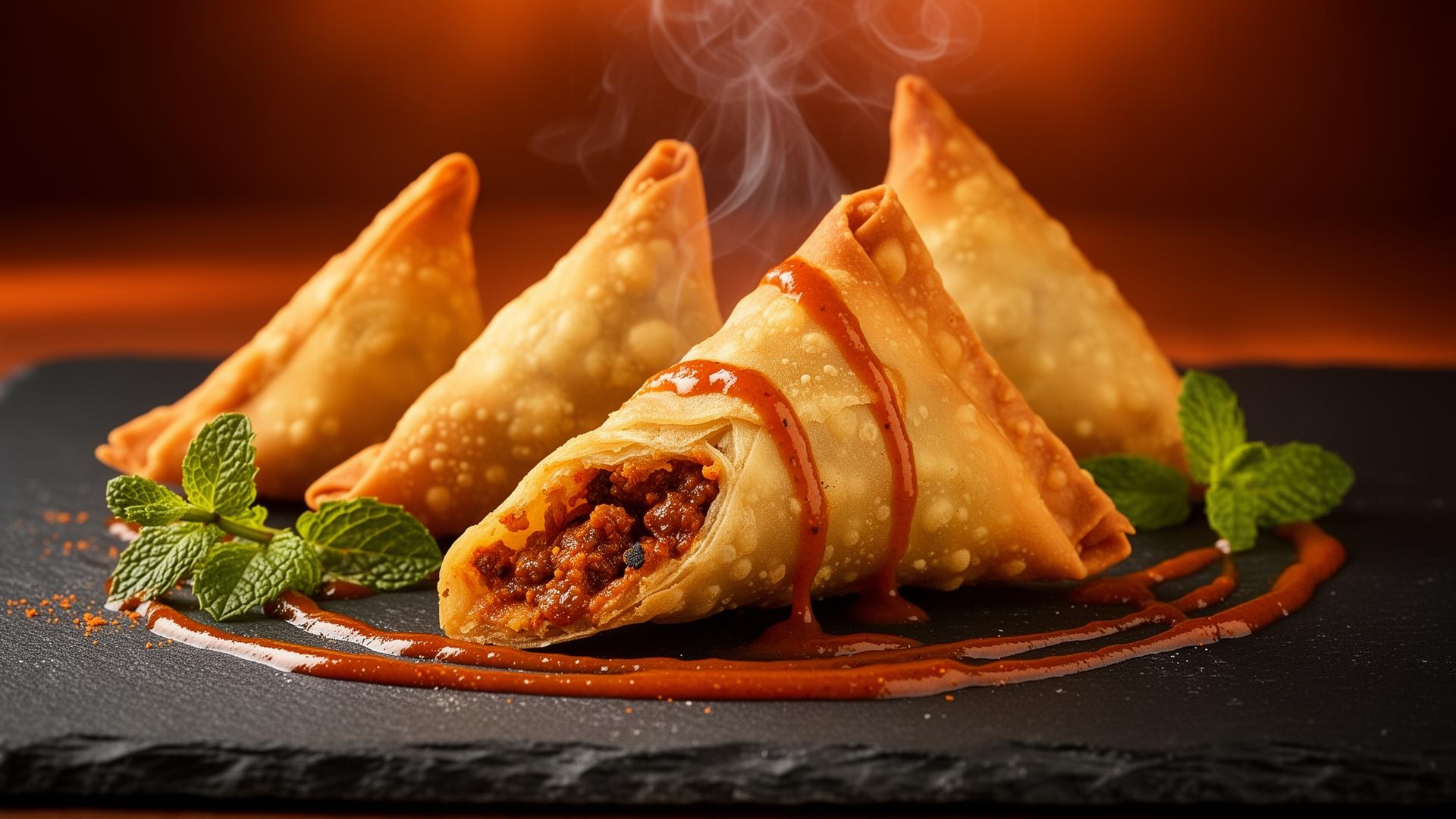 Premium golden crispy samosas by MK Enterprises Pune